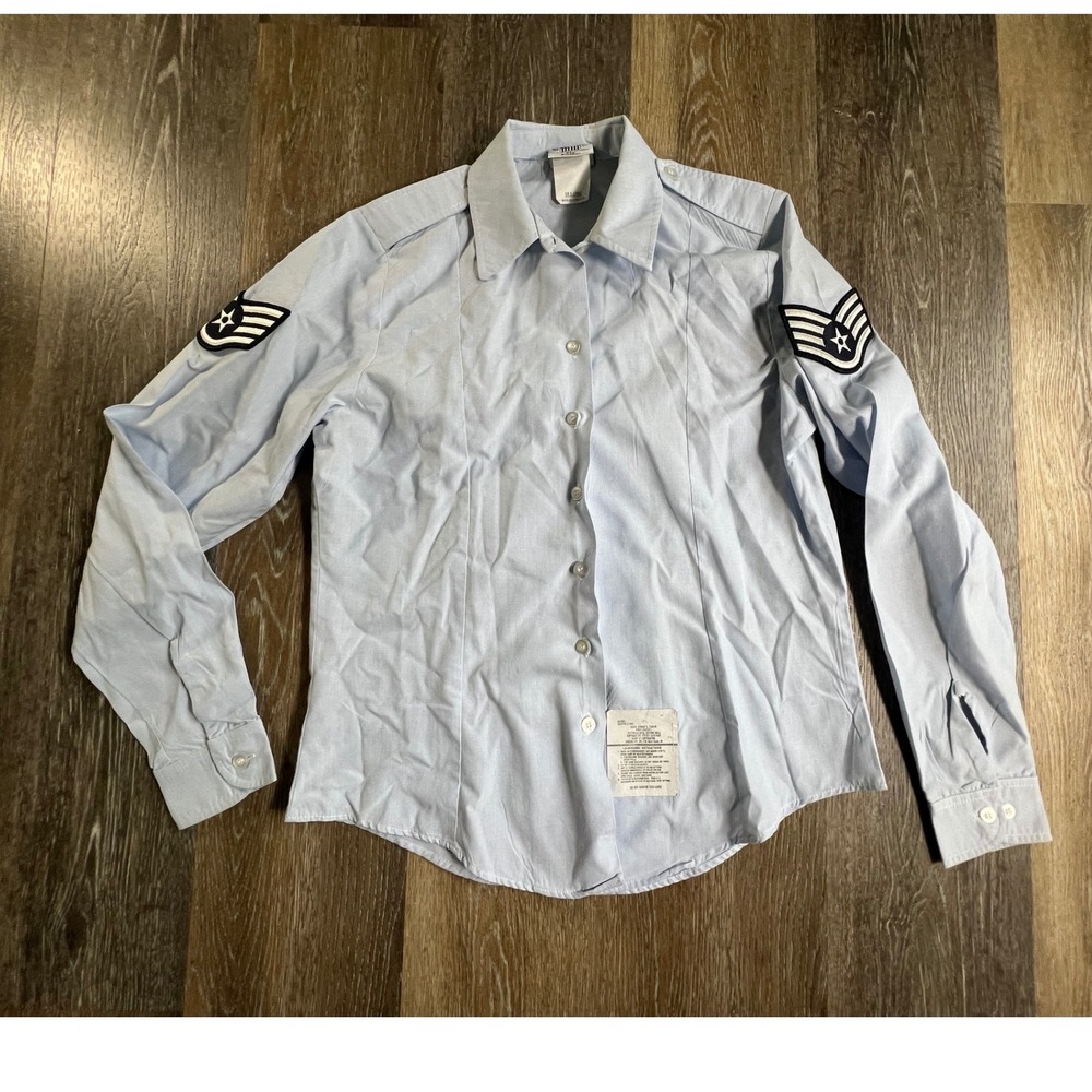 Defense Logistics Agency Wings Uniform Shirt Womens 10 Long Blue AF Patches